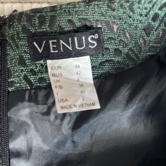 Venus Emerald Green and Black Mini Sleeveless Scollop Neck Fit Dress Size 2 - Picture 5 of 6